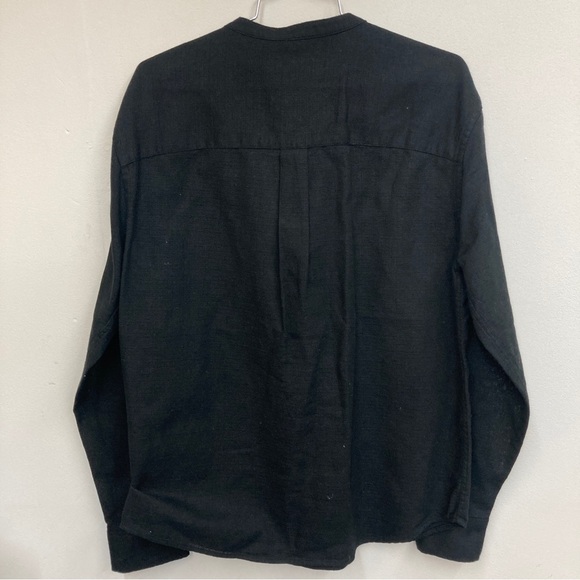 Men’s Zara long sleeve quarter button up cotton shirt black medium lightweight - Picture 5 of 6